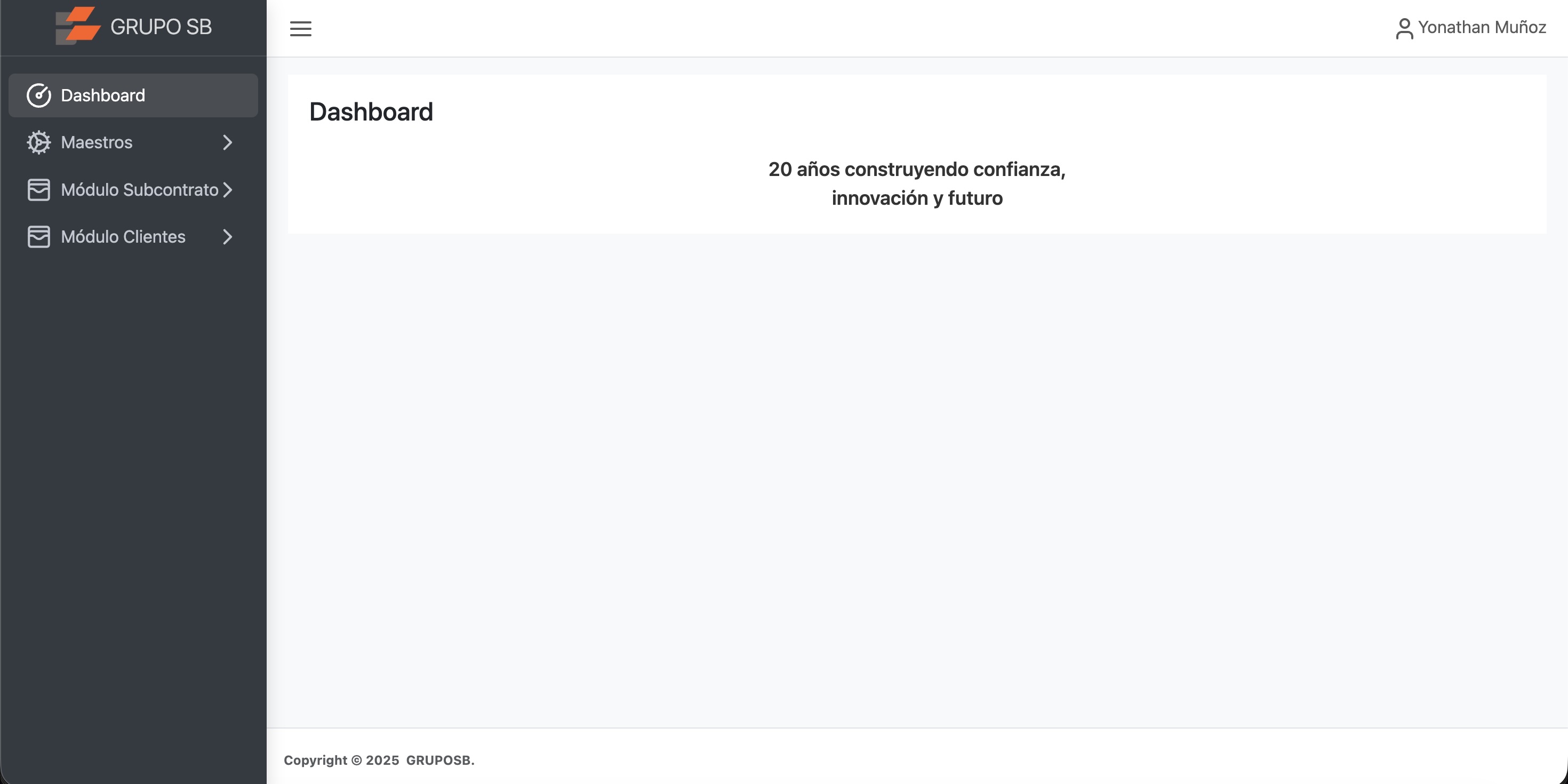 Captura del CRM desarrollado para gestion.cl