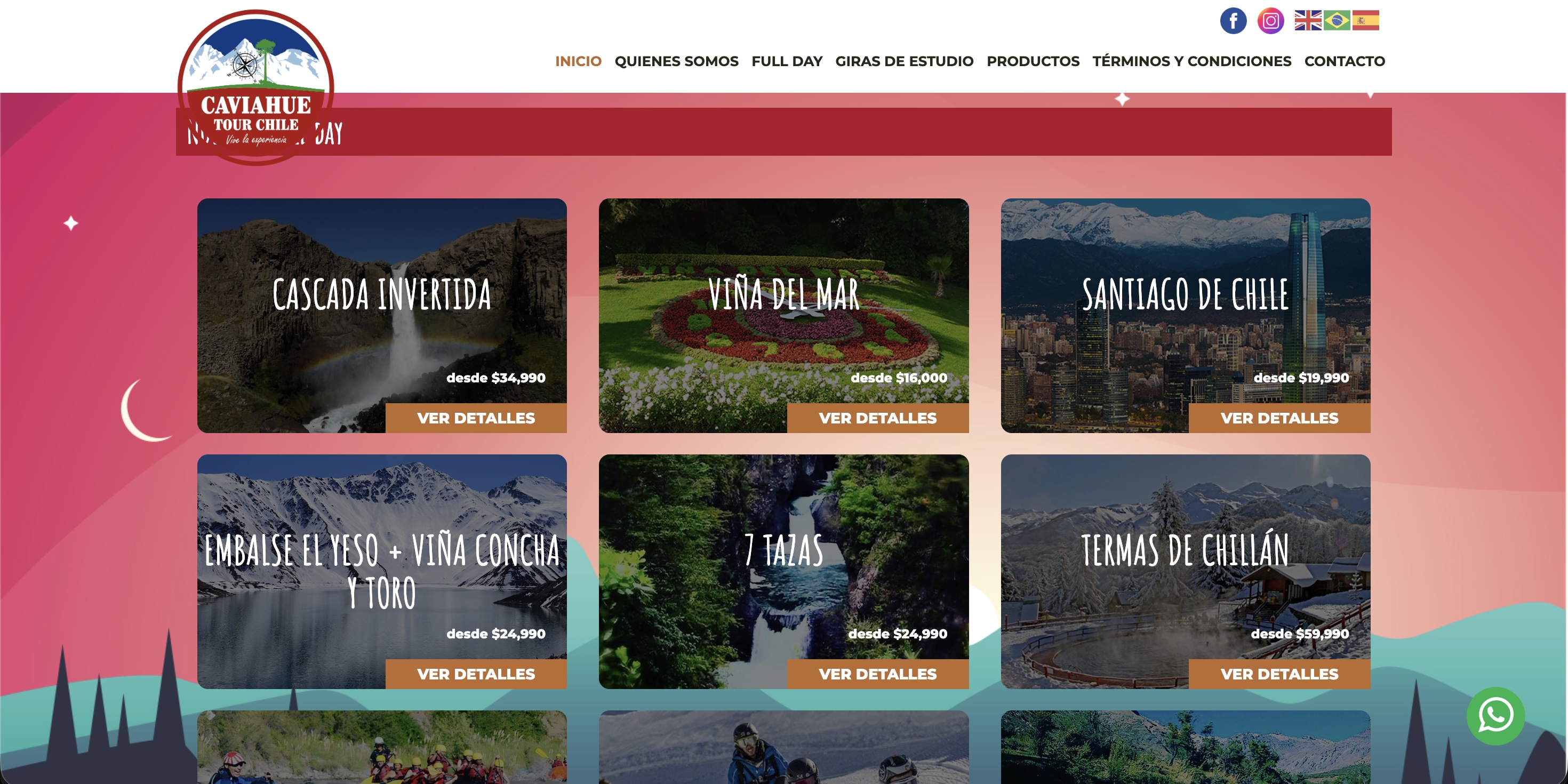 Captura del sitio web caviahuetourchile.cl